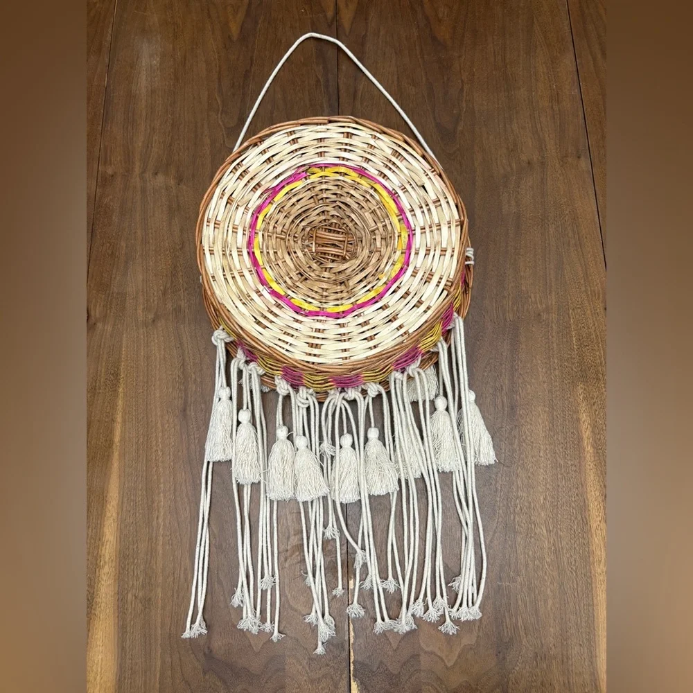 Woven Basket Wall Art with Tassels
